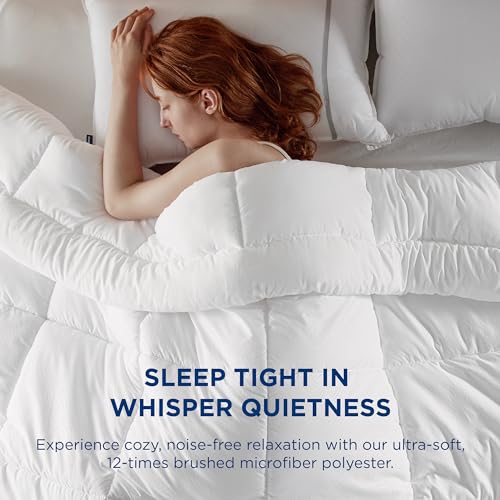 Image of Bedsure Comforter Duvet Insert - Quilted Comforters Twin XL Size, All Season Duvet, Down Alternative Bedding Comforter with Tabs(Basket Wave White,Twin XL 92 inchx68 inch)