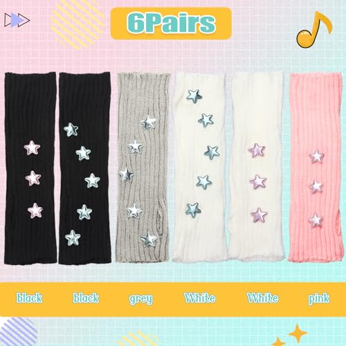 image for Berlune 6 Pairs Arm Warmers Kawaii Sleeves Cute Y2k Harajuku Japanese 