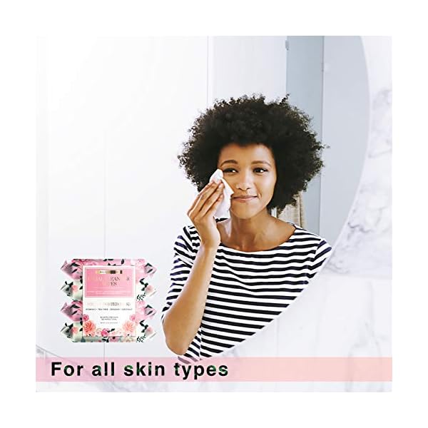 Beauty Concepts Facial Wipe Set- 4 Packs of Face Wipes, Makeup Removing Wipes with Vitamin C, Tea Tree, Rosehip, and Coconut, Sage Floral Package