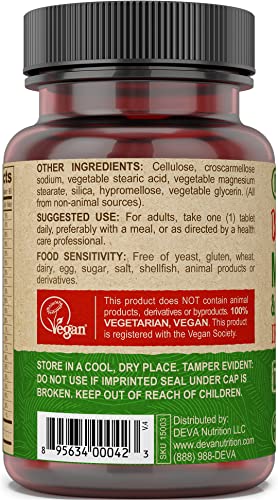 Deva 895634000423 Tiny Tablets Vegan Multivitamins For Women & Men, Multivitamin Iron Free, Mineral Supplement thumb #2