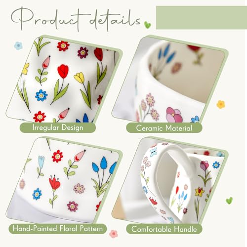 Pack 2 tazas grandes de cerámica con diseño floral miniatura 4