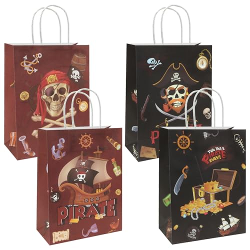 Sacs cadeaux pour anniversaire sans plastique motif pirate kraft