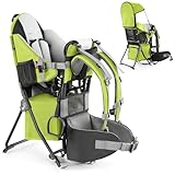 besrey Baby Backpack Carrier, Toddler Hiking Backpack with Safety 3-Height Seat, Adjustable Straps&Waist Belt, Foldable Frame Lightweight Large Capacity Child Carrier for Hiking (Green)