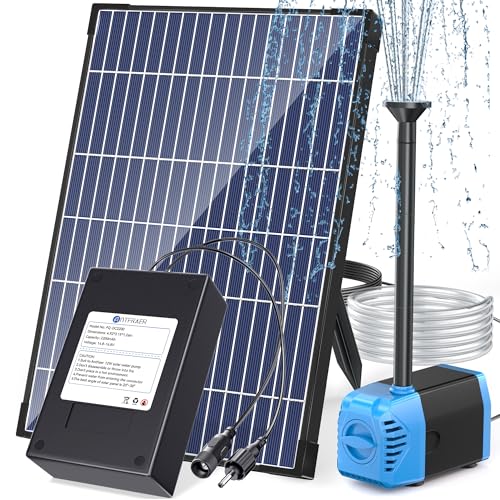 antfraer 12W Solar Water Pump with Battery Backup, 14.8-16.8V 2200mAh Solar Fountain Pump Battery Pack Rechargeable 12W/20W Solar Fountain Pump Kit