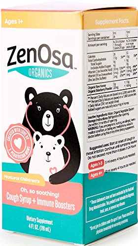 Zenosa Organics Childrens Cough Syrup- Pediatrician Mom Created- All-Natural Kids Organic Cough Medicine + Immune Booster – For Kids Age 1+ – 4 Fl Oz Bottle #TOP5