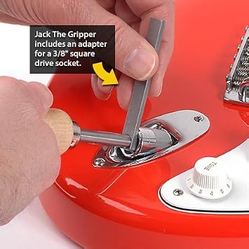 StewMac Jack The Gripper 1/4 Guitar and Amp Jack Tightening Tool with Adapter and Sockets Secure Loose Output Jacks Without Disassembly Pro Tool Designed by Luthier Frank Ford
