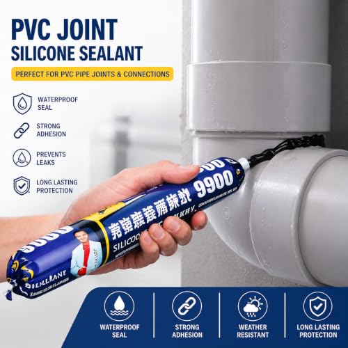 Image of 9900 Black Silicone Sealant Waterproof Adhesive for PVC Pipe Joints, Water Tank Leak Repair, Strong Bond, Weather Resistant, Multipurpose Sealant-750gm