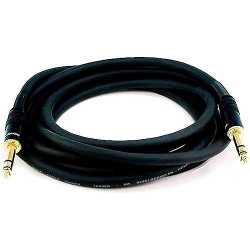 Monoprice 1/4-Inch TRS Male to Male Cable - 10 Feet - Black, 16AWG, Gold Plated - Premier Series