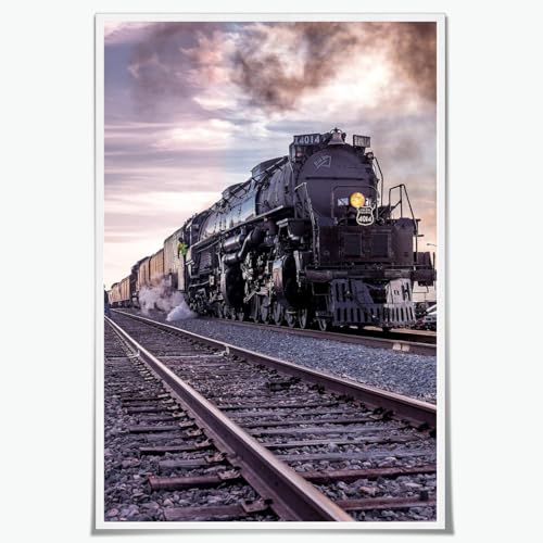 Pacific Railway 4014 Big Boy Locomotive Old Train Poster Retro Printing Decor Painting Wall Art Aesthetic Living Room Kitchen Home Decoration Background Unframed8x12inch