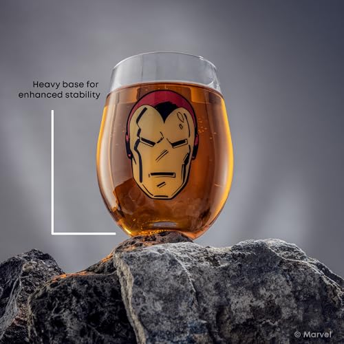 Image of JoyJolt Marvel Heroes Stemless Drinking Glasses, 19oz Superhero Cups ft Hulk Captain America Spiderman and Iron Man, Avengers Glassware Set of 4, Marvel Gifts for Men and Women