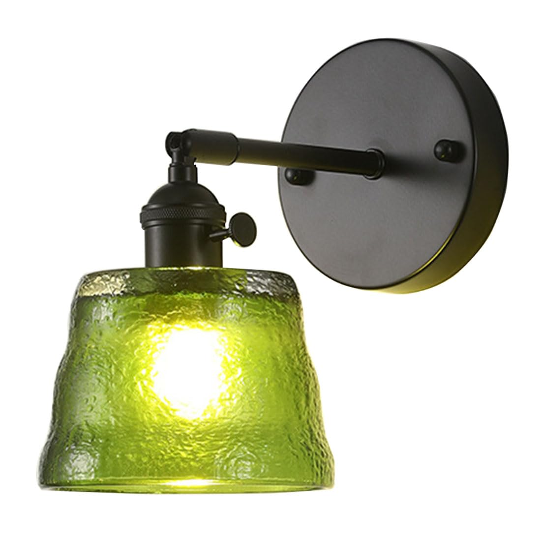 HUAYUSEDF Modern Wall Lamp Glass Lampshade Retro Style Sconce Lights, Indoor Bedside Sconces for Bedroom, Living Room, Porch, Entryway, Dining (Amber)(Green)