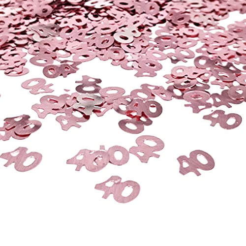 Andiker 40 aniversários, confetes de ouro, rosa 30 g, 40 folhas metálicas de lantejoulas para mesa de 40 anos, decoração de festa de aniversário, aniversário, mesa de festa