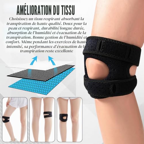 Ekukeon Stabilisateur de Rotule pour Genouillère, Genouillère avec Coussinets en Gel pour Rotule, pour le Fitness et le Soulagement des Douleurs Articulaires -Noir – vue 4