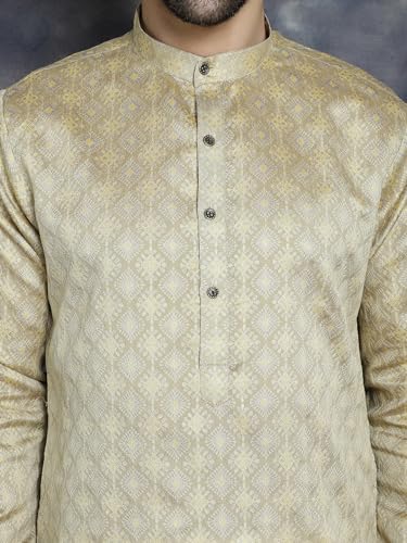 Image of Jompers Silk Men's Regular Fit Woven Design Kurtas