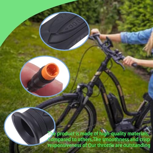 Image of Electric Bicycle Throttle Grip with 3 Pin Waterproof Plug, 20X E-Bike Modified Thumb Throttle Part, 12-72V Speed Accelerator for Mountain Bike Scooter
