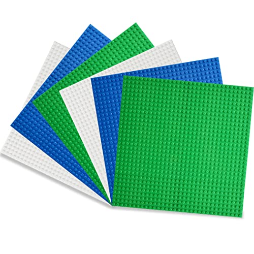 Image of Lekebaby 6 Pack Classic Baseplates 10 inch x 10 inch, Building Base Plates for Building Bricks, 100% Compatible with Major Brands and Activity Table-Baseplate, Sturdy & Safe, Age 3 and up Kids, Multicolored 3