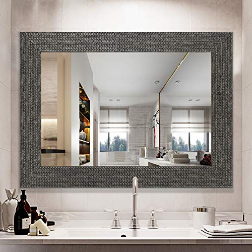 ZHOWI Vanity Bathroom Wall Mirror Large Wide Framed Wall-Mounted Decorative Rectangular Modern Mirrors