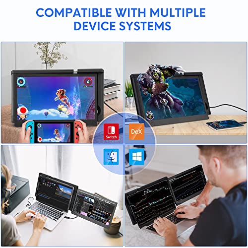 Image of P1 Plus Portable Monitor for Laptop Screen Extender 13.3 inch Dual Monitor External FHD 1080P IPS Display Double Monitors 2 Type-C /1 HDMI, for 13-16.5 inch Notebook Computer Mac Windows Phone