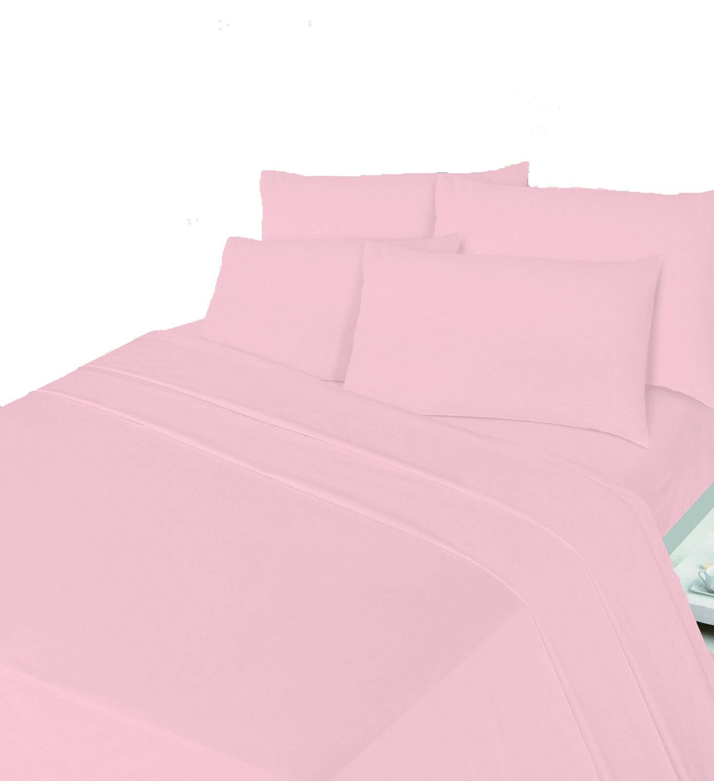 Thermal Flannelette Top/Flat Sheets, Soft Brushed Cotton Sheets (Pink, Double)