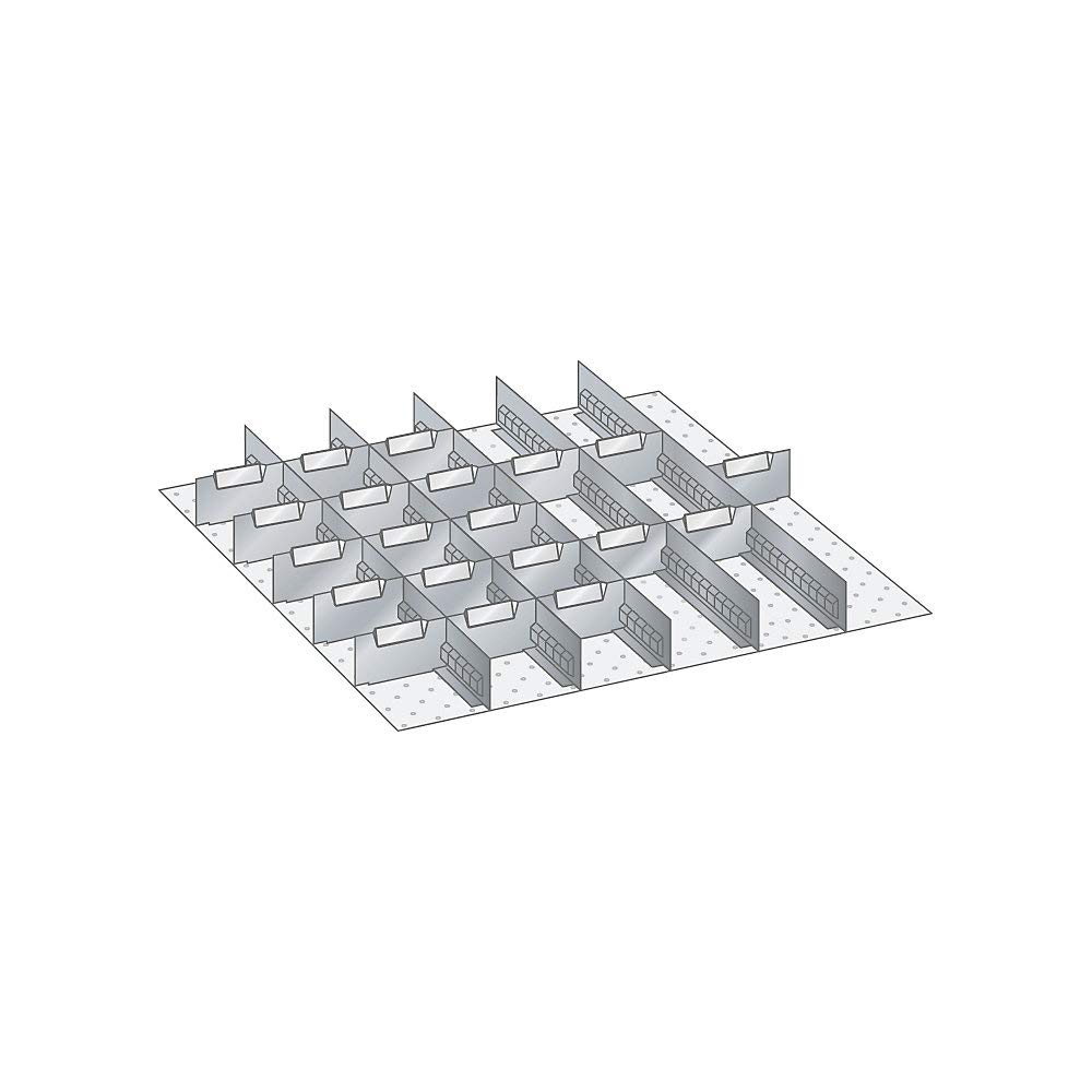 LISTA Dividers, Front Height 75 mm, 5 Slot Walls 36E, 20 Dividers 6E, Drawer Usable Size W x D 612 x 612 mm