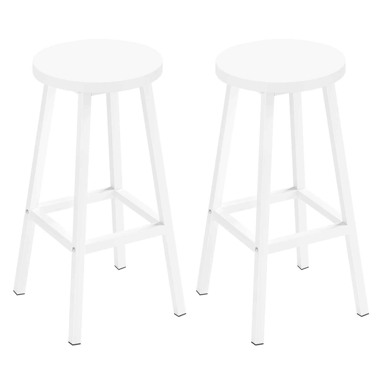 Klihome Set de 2 Taburetes de Bar, Taburetes Altos para Cocina, Banquetas Cocina con Reposapies, Sillas Altas de Cocina, Comedor y Barra Bar, Estructura Robusta de Metal, Blanco, K0006BH-2