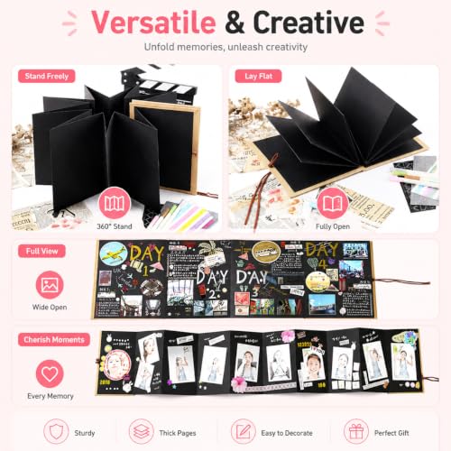 Image of HASTHIP Foldable Scrapbook Album Accordion Photo Memory Book