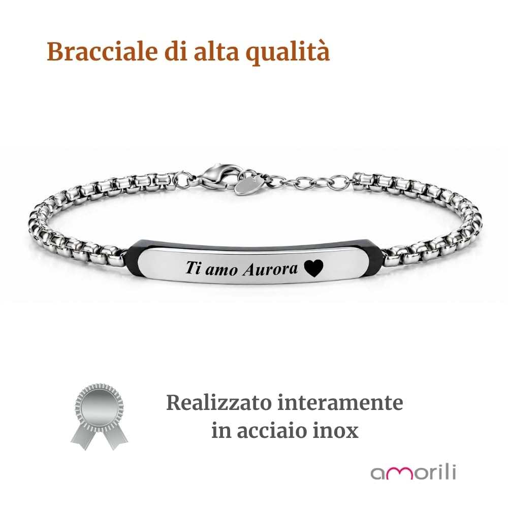 Bracciale Uomo Personalizzato Personalizzabile con Incisione in Acciaio Inox – Bracciale Maschile Elegante con Nome Data Frase – Idea Regalo Uomo bcc2912