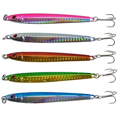 unclesportinfof Lead Vertical Jig Saltwater Jigging Lures Fishing Lure Casting Trolling Jigs with Treble Hook Hard Baits (40) Cover
