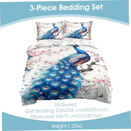 Literie paon en microfibre douce de qualité supérieure pour lit Queen Size - 7