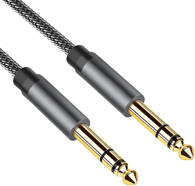 Guitar Cable Guitar Lead 1/4 Inch Male 6.35mm to 6.35mm Stereo Audio Amp Cable Jack TRS Instrument Cable with Nylon Braid Aluminium Alloy Housing for Electric Guitar, Amplifier, Keyboard, Speaker 3M