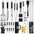 grilljoy 30PCS BBQ Grill Tools Set with Thermometer and Meat Injector. Extra Thick Stainless Steel Spatula, Fork& Tongs - Complete Grilling Accessories in Portable Bag - Perfect Grill Set Gift.