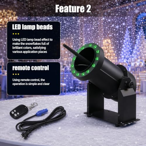 Máquina de nieve artificial navideña con luces RGB y gran cobertura para bodas 7
