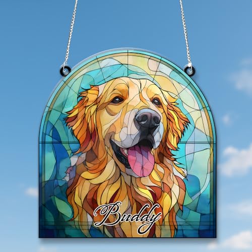 Personalized Golden Retriever Suncatcher – Elegant Faux Stained Acrylic Pet Ornament – Perfect Gift for Dog Lovers and Pet Memorials - Image 6