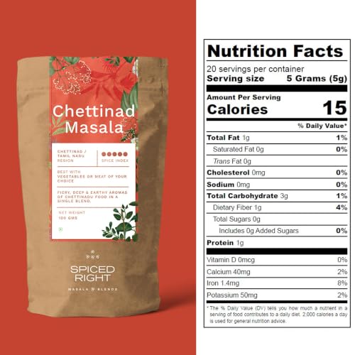 Image of Chettinad Masala - 100 g | South Indian Blend for Chicken, Mutton & Prawns | No Preservatives or Artificial Colors | Authentic Hot Masala Spice Powder for Biryanis, Fish Curries & Gravies