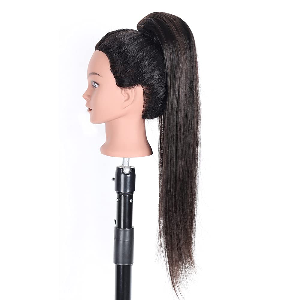 Datanala Straight Human Hair Ponytail Brazilian Virgin 100% Unprocessed Human Hair Long Inch Straight Magic Paste Ponytail natural Black color(22Inch - Image 4