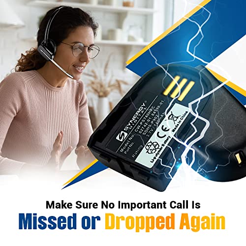 Synergy Digital 82742-01, 84598-01, 204755-01 Battery Combo Pack Compatible For Plantronics Wireless Headset Systems - Pack Of 2 Replacement Lithium Polymer Battery Automatically Recharges In Cradle #TOP6