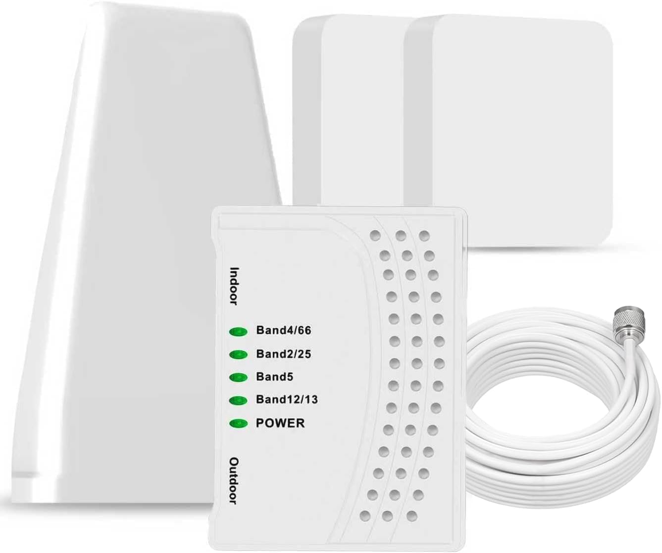 Cell Phone Signal Booster for Home Up to 7000 Sq Ft with 2 Indoor Panel Antennas Boosts 5G 4G LTE (Dark White)