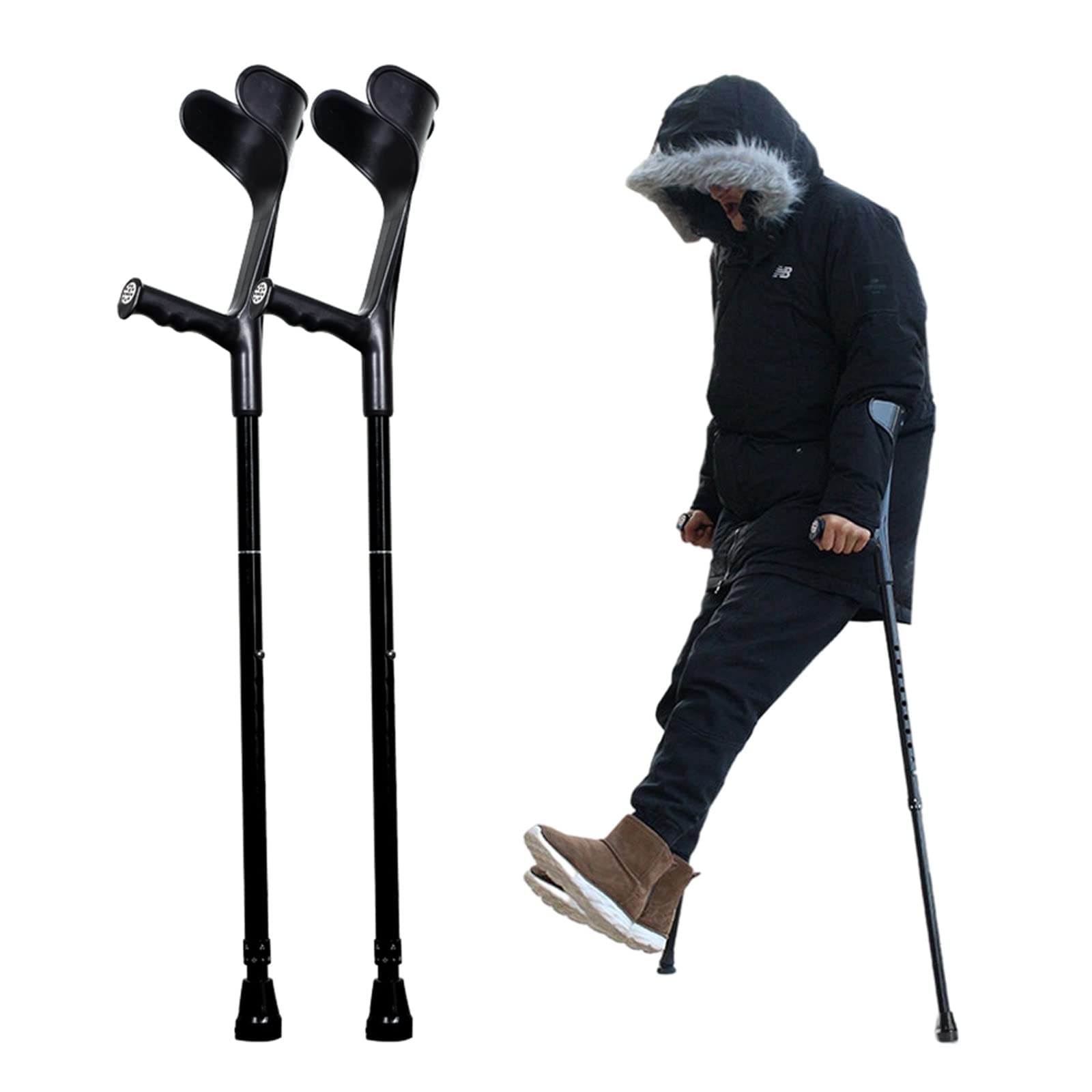 Muletas de antebrazo, muletas Plegables para Viajes, muletas ergonómicas Ajustables y Ligeras para Caminar, para Adultos, jóvenes y Ancianos