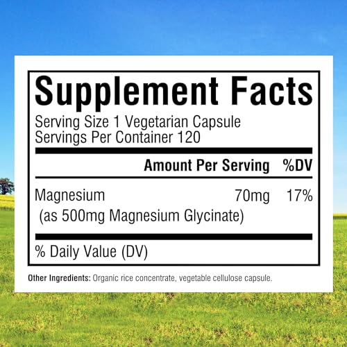 Image of Innate Vitality Magnesium Glycinate 500mg | 70mg Elemental Magnesium Supplement - High Absorption, Non Buffered, Non-GMO & No Gluten - Vegan - Nerve Health - 120 Capsules (Pack of 2)