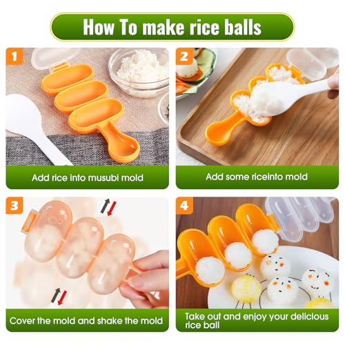 Coctelera de bolas de arroz y molde de sushi casero para cocina japonesa 4