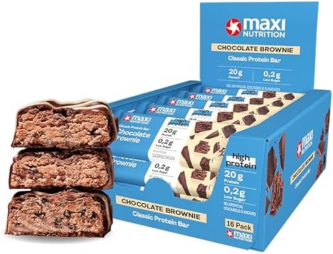 MaxiNutrition Classic Protein Bar Chocolate Brownie 16 x 40g - Protein Riegel mit 50% Eiweiß, 20g Protein pro Riegel, low sugar (0,2g), ohne Zuckerzusatz, ohne künstliche Aromen/Fa