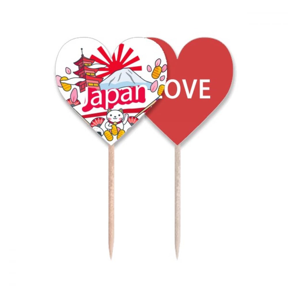 Cure-dents drapeau du Japon Cœur pic bois apéritif décoration table asiatique bento et sushi