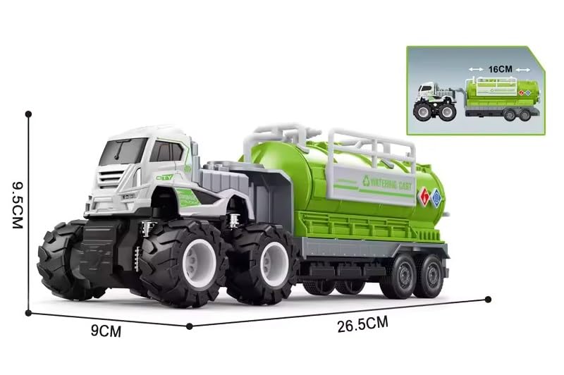 Image of Friction Powered Watering Cart Trailer Toys Metal Die-Cast Car Sanitation Transport Truck Toy for Kids Boys Girls 4WD Water Tanker Pull Back Vehicle (Multicolor, Pack of 1)