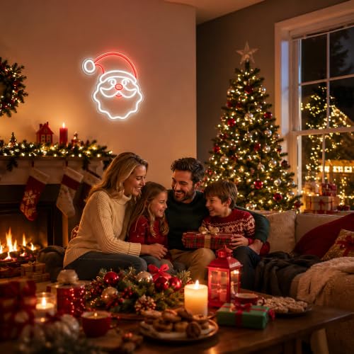 Image of Christmas Neon Sign, JGHTURIE Dimmable Neon Light Signs for Wall Decor, Light Up Signs for Christmas Party, Bar, Office & Room Home Decor - LED Sign USB Powered