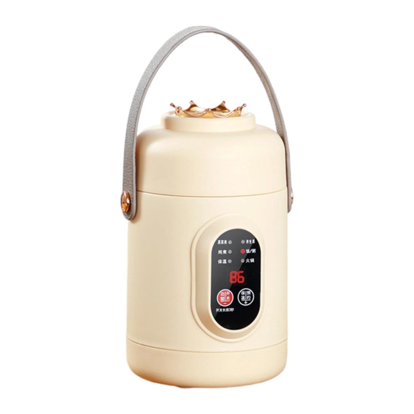 rockible Cuociriso elettrico da 800 ml, pentola elettrica multifunzione per cottura rapida di ramen, ideale per dormitorio, viaggi, casa, pasta e carne, Beige