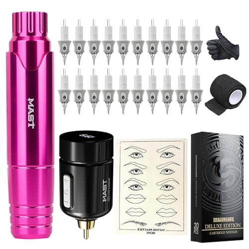 Mast kit tatuaje completo Mast P10 Rotary Tattoo Pen maquina tatuar pen Microblading Pen Tattoo Power Supply agujas tatuaje kit tatuaje profesional for Eyebrow Lip Tattoo