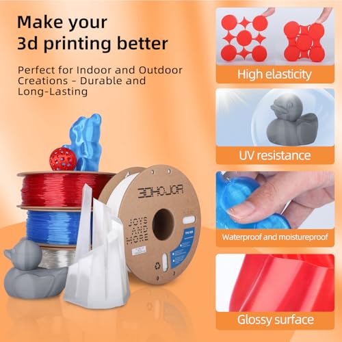 Image of 3DHojor TPU Filament 1.75mm TUP95A 3D Printer Filament Flexible Soft 3D Filament 1KG (2.2lbs) fit Most FDM 3D Printers Dimensional Accuracy + /- 0.03 mm-Transparent Orange