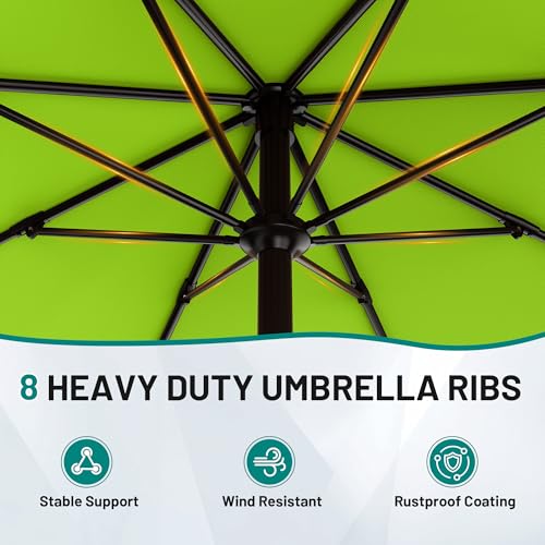 Image of AreShark 9 FT Patio Umbrella for Outdoor, Outdoor Table Umbrella with Push Button Tilt and Crank, Outdoor Patio Umbrellas with 8 Sturdy Ribs for Market, Garden, Pool (Apple Green)