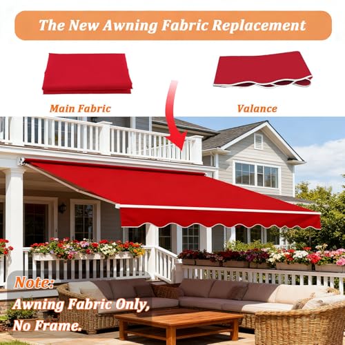 Tissu de rechange pour auvent rétractable polyester rouge 2,4m à 4,8m - 3