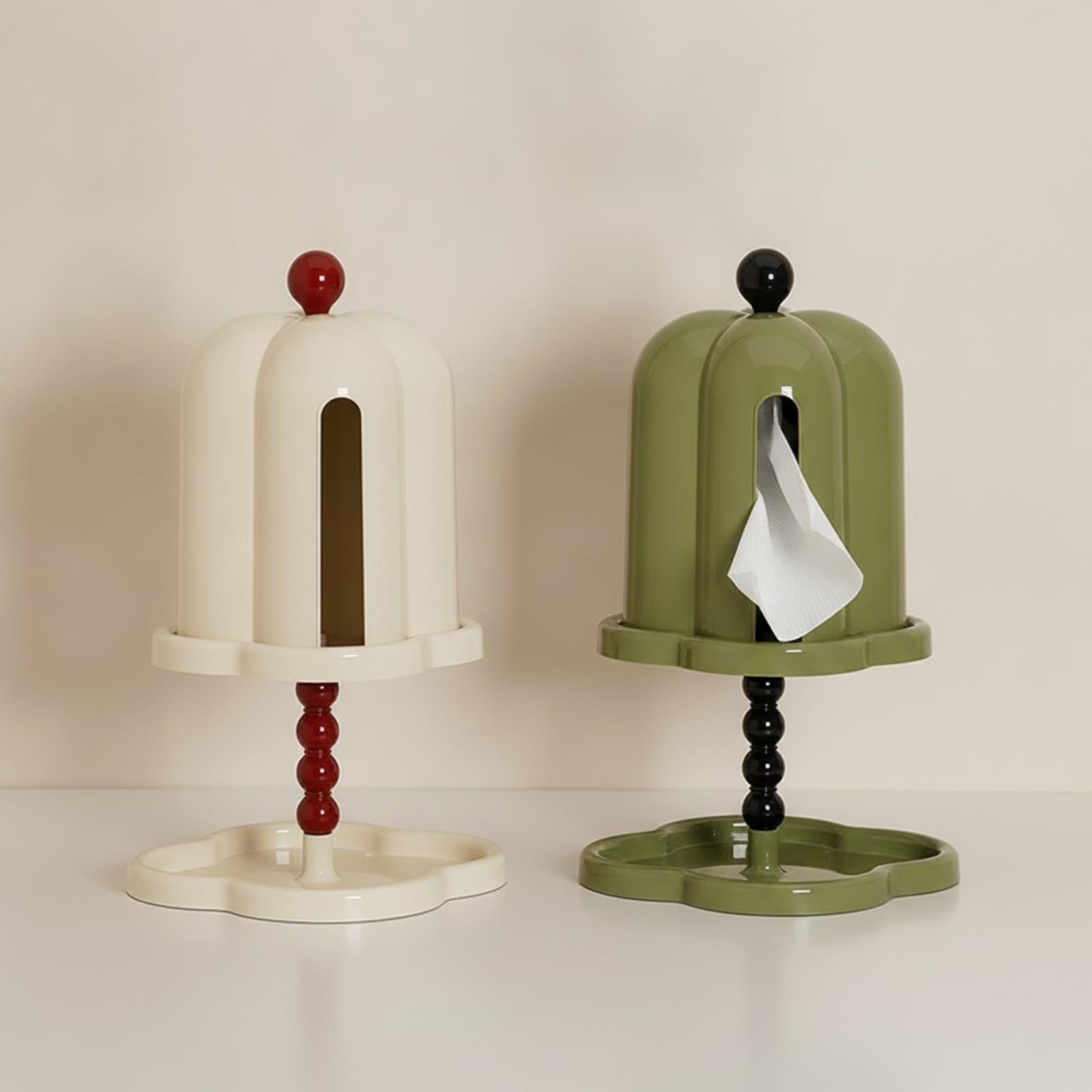 Klassisch Tücherbox mit Standfuß, Weiß Und Grün